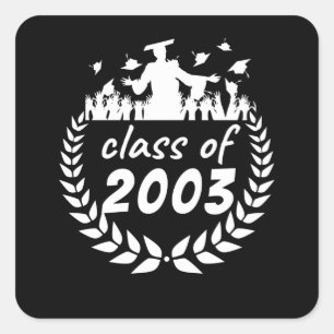 class of 2003 graduation or reunion design by square sticker