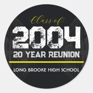 Class of 2004 Year High School Reunion Black  Classic Round Sticker