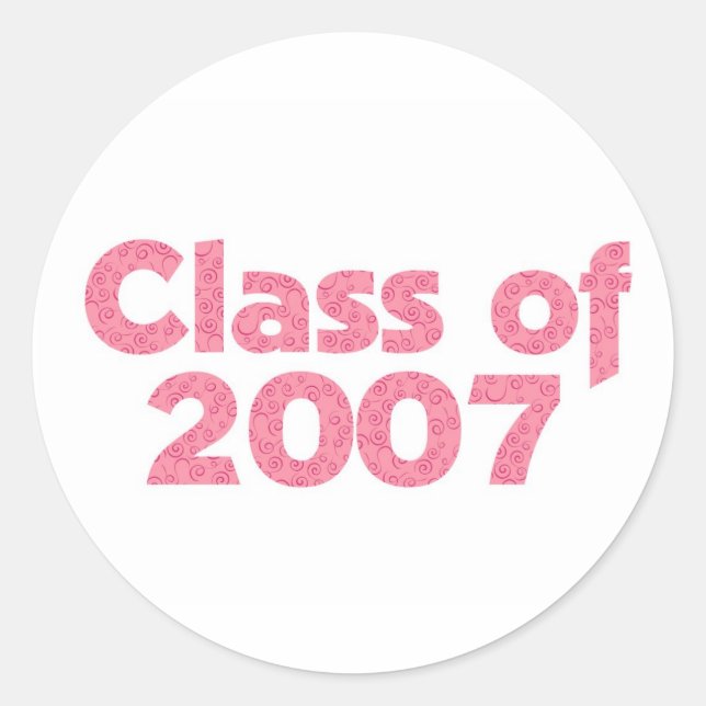Class of 2007 Pink Classic Round Sticker (Front)