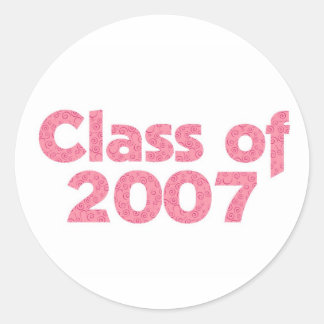 Class of 2007 Pink Classic Round Sticker