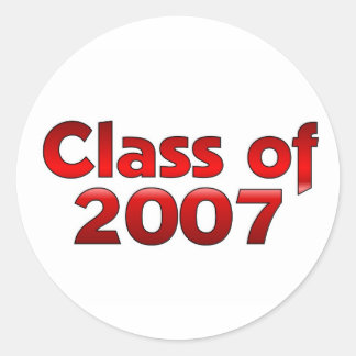 Class of 2007 Red & White Classic Round Sticker
