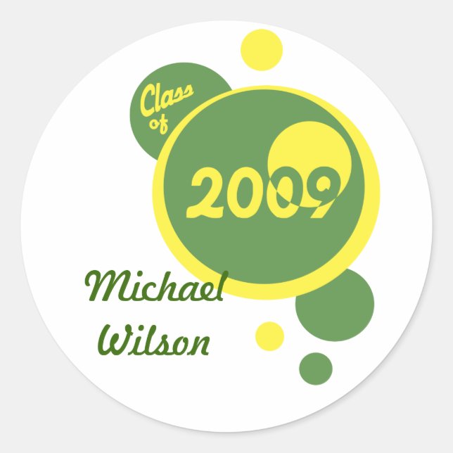 Class of 2009 Bubbles Classic Round Sticker (Front)