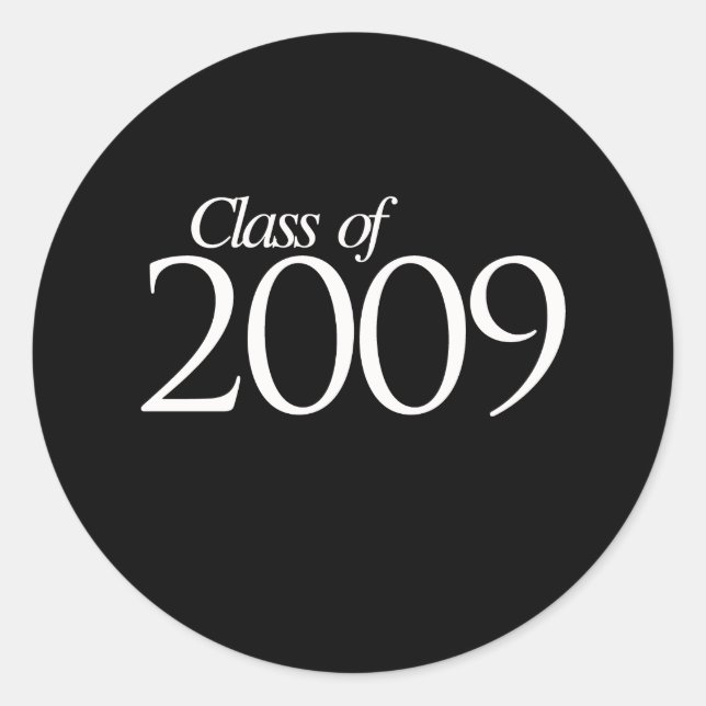 Class of 2009 white classic round sticker (Front)