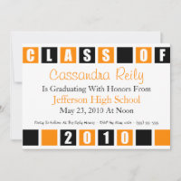 Class Of 2010 Invitation (Black / Orange Boxes)