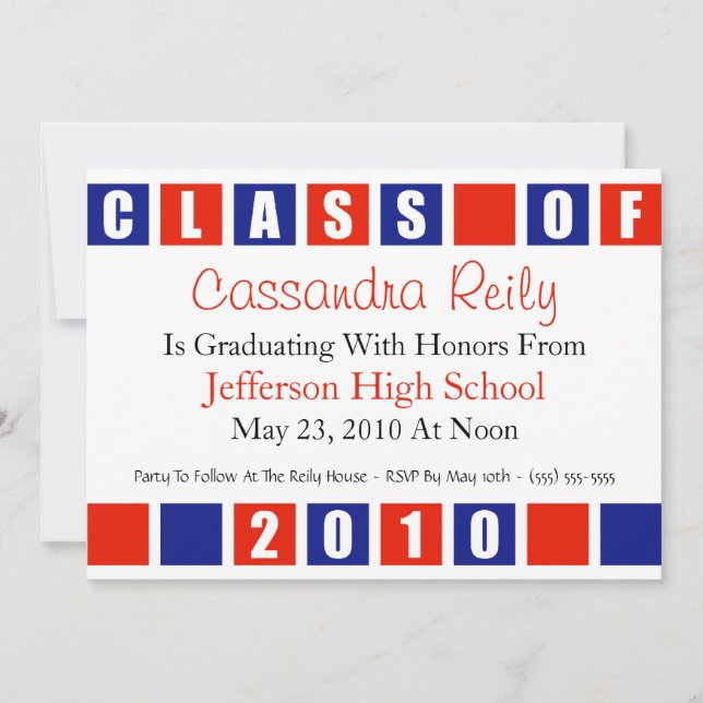 Class Of 2010 Invitation (Red / Blue Boxes) (Front)