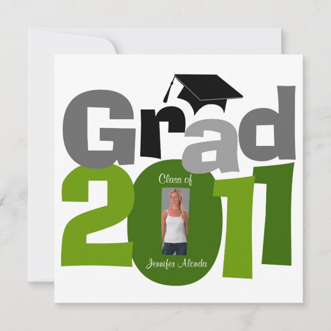 Class Of 2011 Graduation Invitation CAP181 Green (Front)
