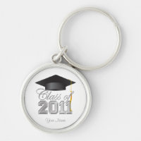 Class of 2011 Graduation Key-Chain -White & silver