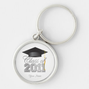 Class of 2011 Graduation Key-Chain -White & silver Key Ring