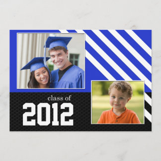 Class of 2012 Blue Black and White Graduation Invitation