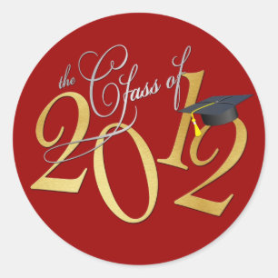 Class of 2012 Funky fonts (red / gold) Classic Round Sticker