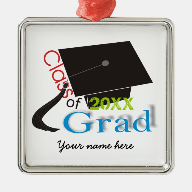 Class of 2012 Grad Graduation cap custom ornaments (Front)