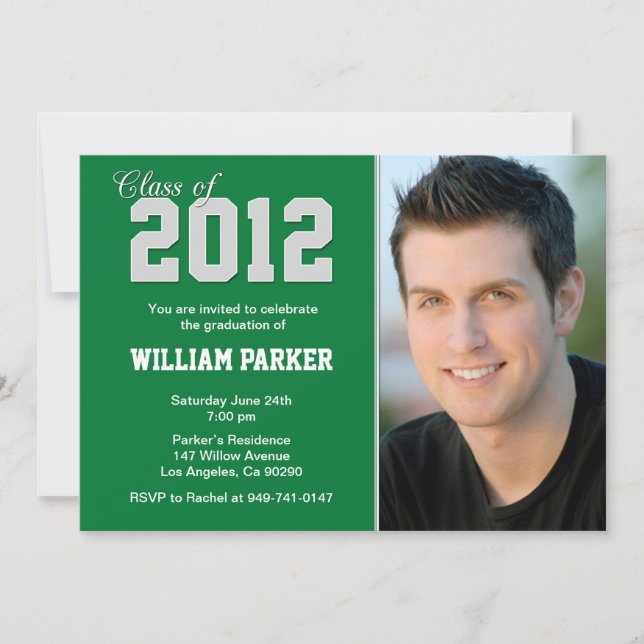 Class of 2012 Graduation Invitation Green Silver (Front)