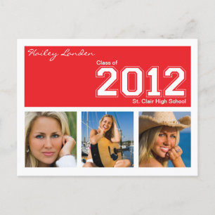 Class of 2012 Graduation Invitation Postcard Red