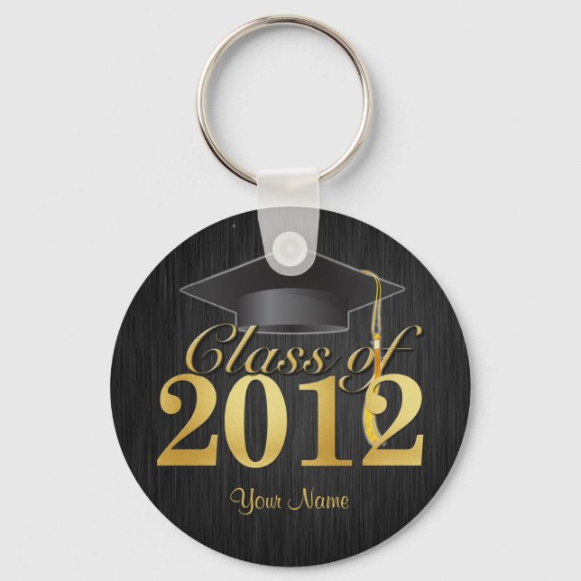 Class of 2012 Graduation Key-Chain (blk & gold) V1 Key Ring (Front)