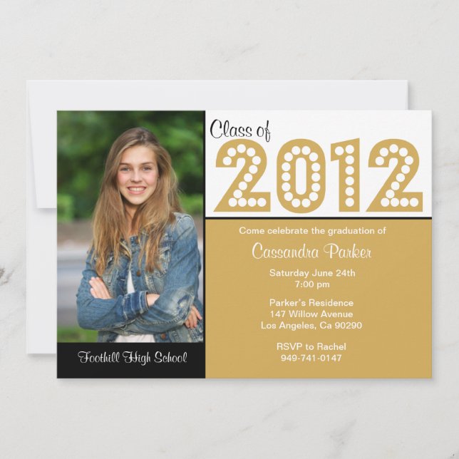 Class of 2012 Graduation Party Invitations Gold (Front)