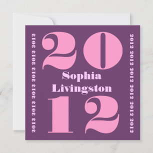 Class of 2012 Graduation Purple and Pink Square Invitation