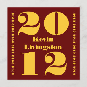 Class of 2012 Graduation Red Gold Square Invite