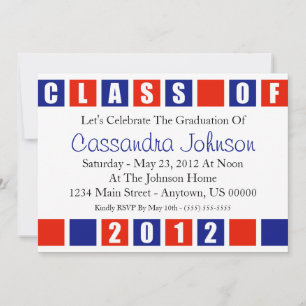 Class Of 2012 Invitation (Blue / Red Boxes)