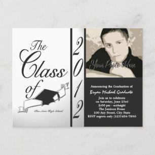 Class of 2012 Photo invitation Black Postcard