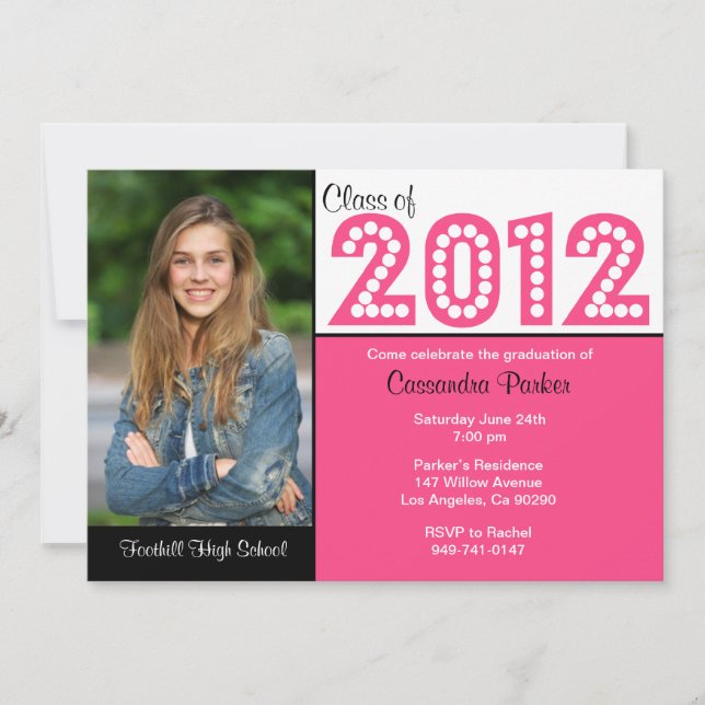 Class of 2012 Pink Graduation SCROLL DOWN for 2013 Invitation (Front)