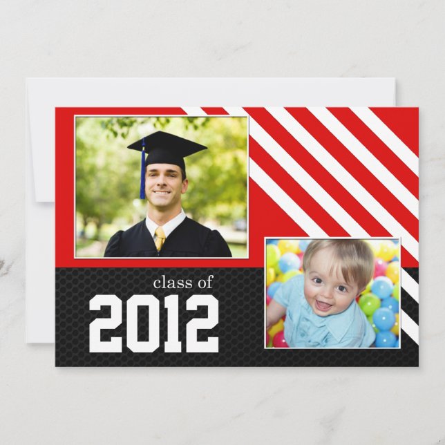 Class of 2012 Red Black and White Graduation Invitation (Front)