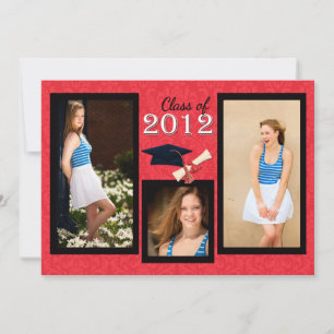 Class of 2012 Red Damask Graduation Invitation