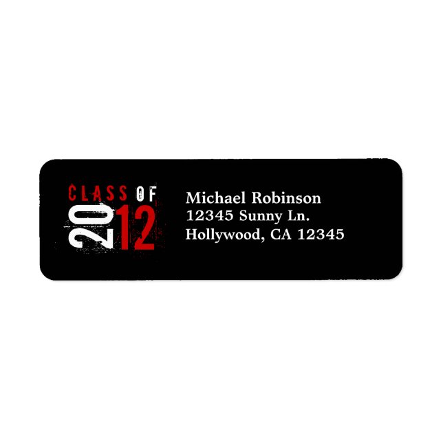 Class of 2012 Red / White Return Labels (Front)