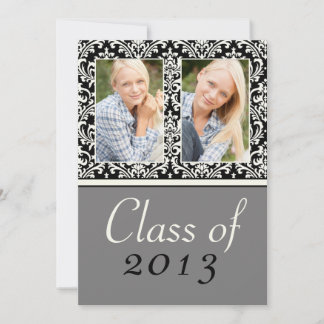 Class of 2013 Black Damask Graduation Invitation