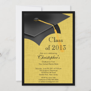 Class of 2013 Black Grad Cap Graduation Party Invitation