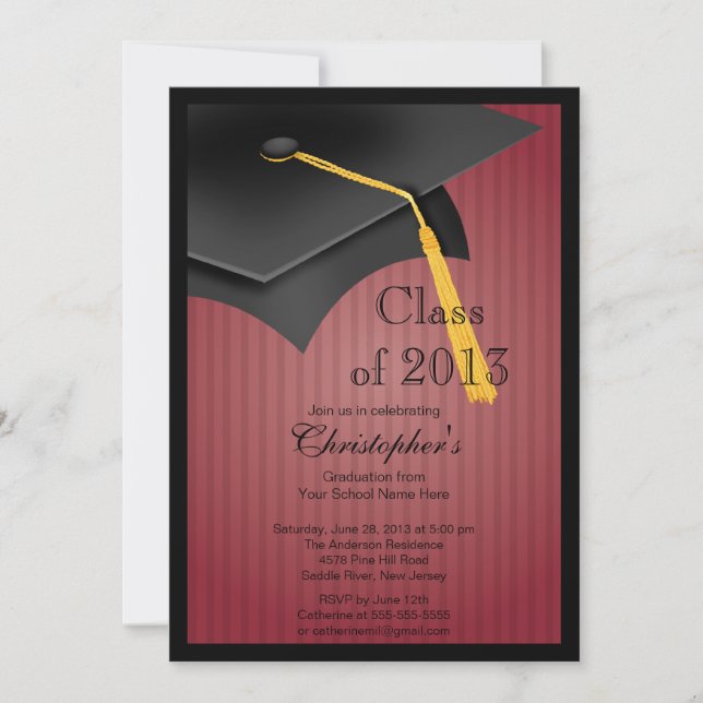 Class of 2013 Black Grad Cap Graduation Party Invitation (Front)