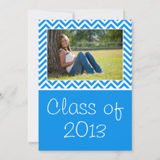 Class of 2013 Blue Chevron Stripe Graduation Invitation