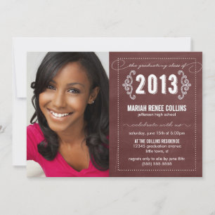 Class of 2013 Chalkboard Graduation Photo Invite