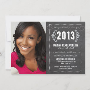 Class of 2013 Chalkboard Graduation Photo Invite