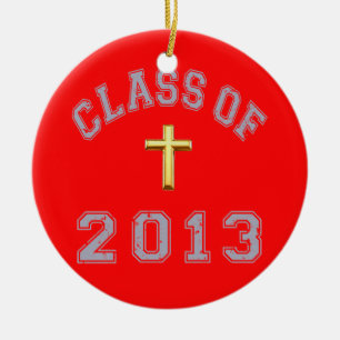 Class Of 2013 Christian Cross - Grey 2 Ceramic Tree Decoration