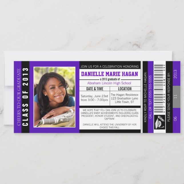 Class of 2013 Graduation VIP Admission Ticket Invitation (Front)