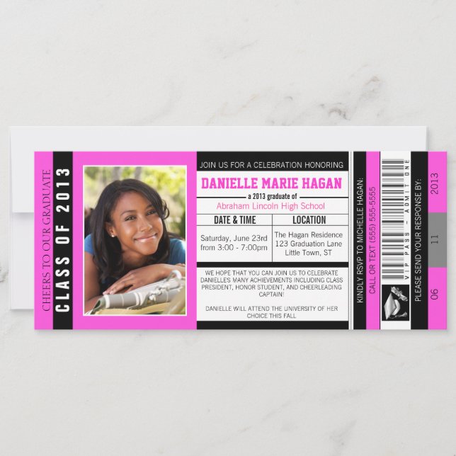 Class of 2013 Graduation VIP Admission Ticket Invitation (Front)