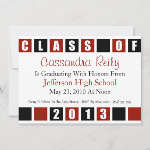 Class Of 2013 Invitation (Maroon / Black Boxes)