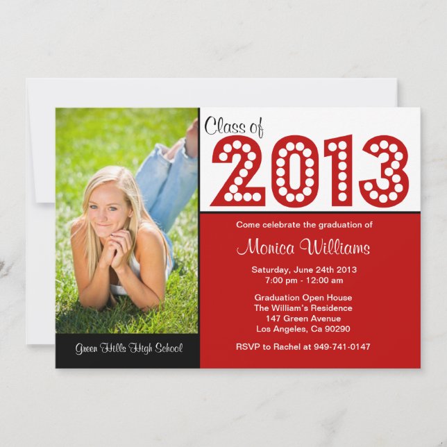 Class of 2013 Red Graduation Party Invitations (Front)