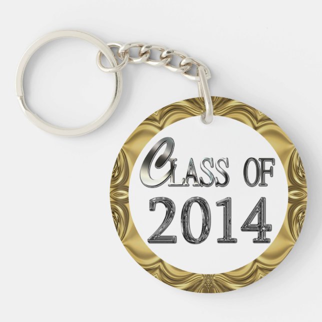 Class Of 2014 & Any Name Silver & Gold Keychain (Front)