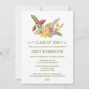 Class of 2014 flowers bouquet graduation party invitation