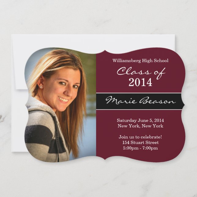 Class of 2014 Maroon Graduation Invitation (Front)