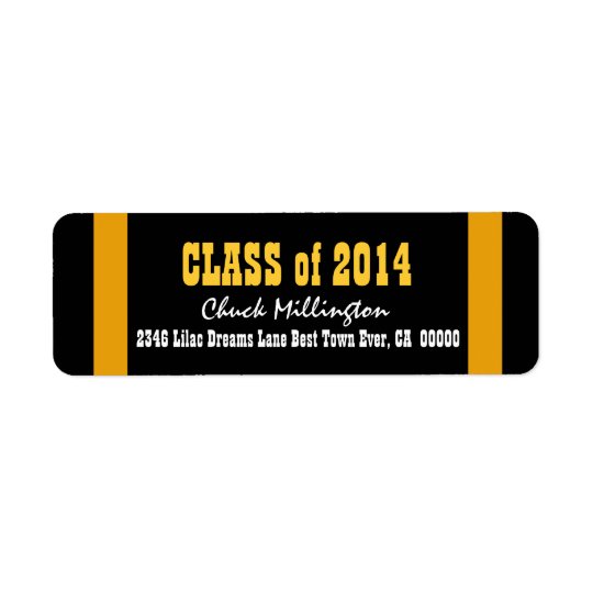 Class of 2014 or ANY YEAR Gold Stripes V008 Return Address Label