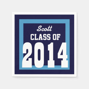 Class of 2014 or Any Year Graduation V01 BLUE Napkin