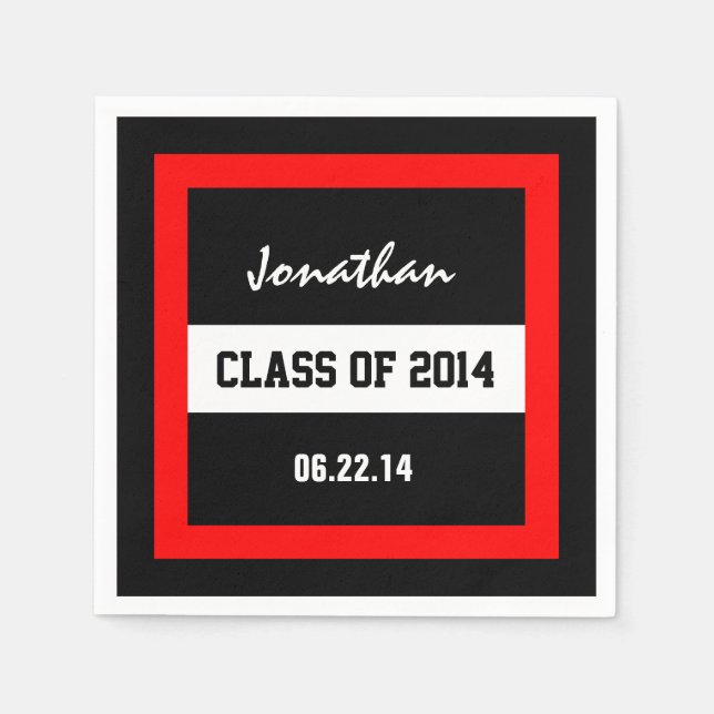 Class of 2014 or Any Year Red Frame V02 Napkin (Front)