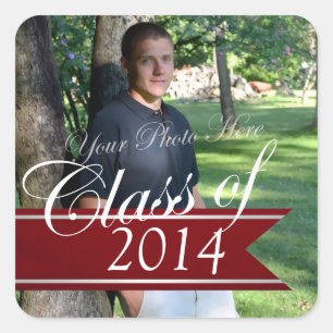 Class of 2014 Photo Banner Red Square Sticker