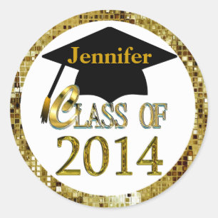 Class Of 2014 Sparkling Gold Graduation Stickers