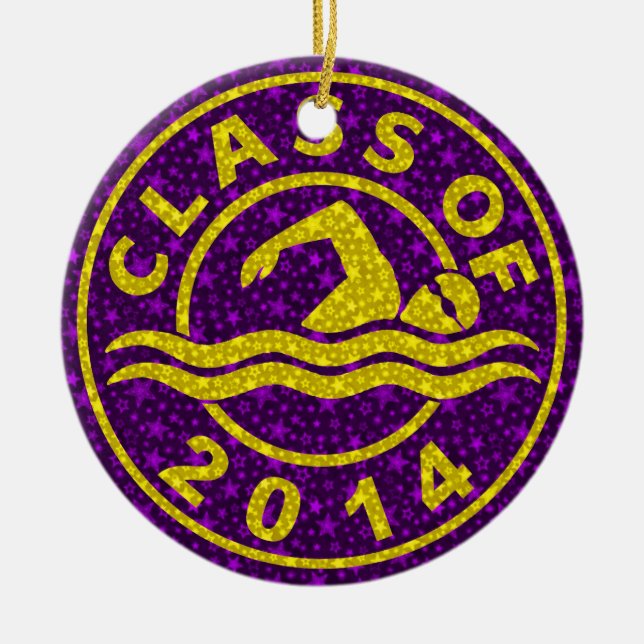 Class Of 2014 Swimming Ceramic Tree Decoration (Front)