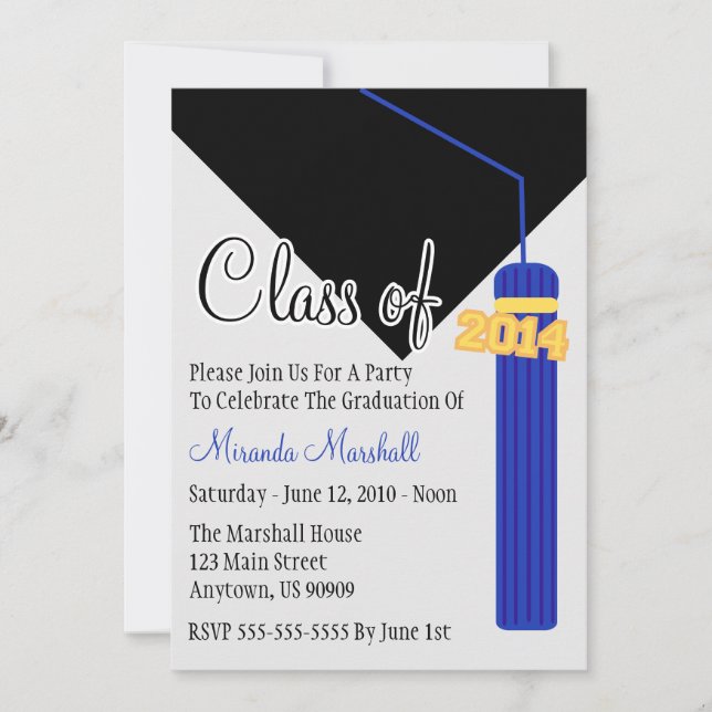 Class Of 2014 Tassel Graduation Invite (Blue) (Front)