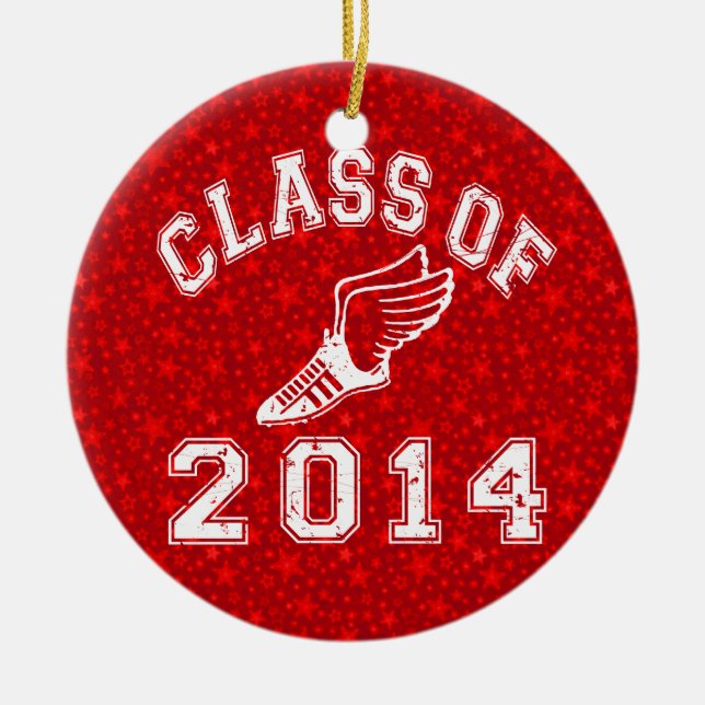 Class Of 2014 Track and Field Ceramic Tree Decoration (Front)