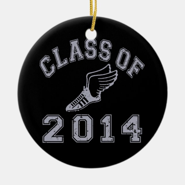 Class Of 2014 Track & Field - Grey 2 Ceramic Tree Decoration (Front)